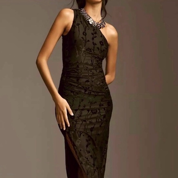 Anthropology Hutch Size L Elegant Black One-Shoulder Dress New With Tags !! - Picture 1 of 5